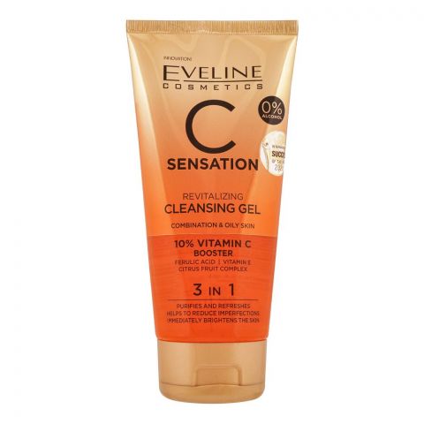Eveline C Sensation 3 in 1 10% Vitamin C Booster Revitalizing Cleansing Gel, 150ml