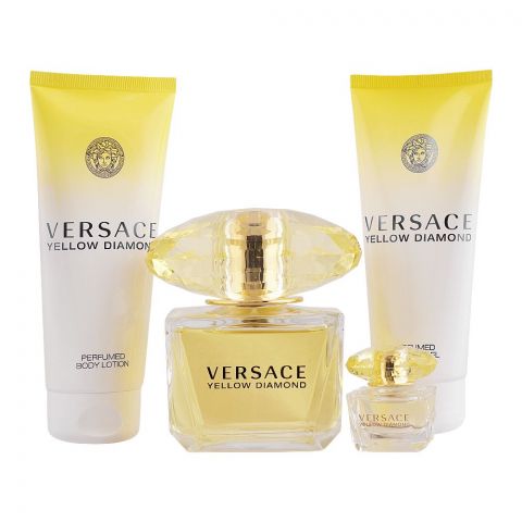 Versace Yellow Diamond Set Eau De Parfum 90ml + Shower Gel + Body Lotion + Beauty Pouch, For Women