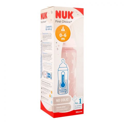 Nuk First Choice+ No Colic Silicone Feeding Bottle, 0-6 Months, 300ml, 10741020