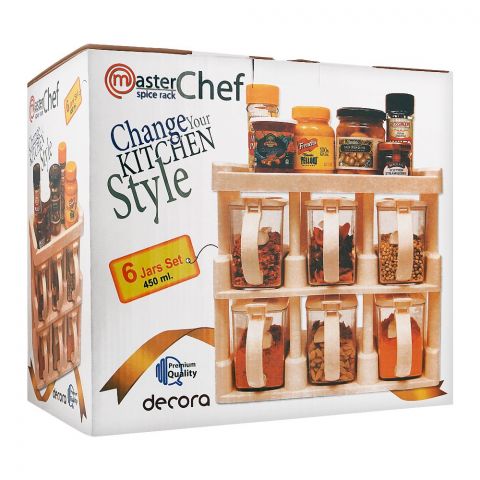 Appollo Master Chef Spice Rack, 6 Jars Set, Cream