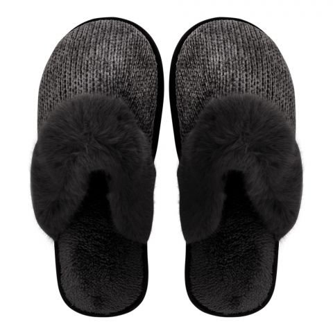 Women's Fur Slipper S-22, Black
