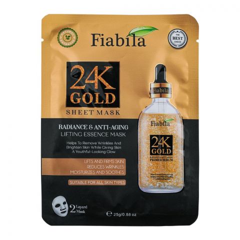 Fiabila 24K Gold Radiance & Anti-Aging Sheet Face Mask, 25g