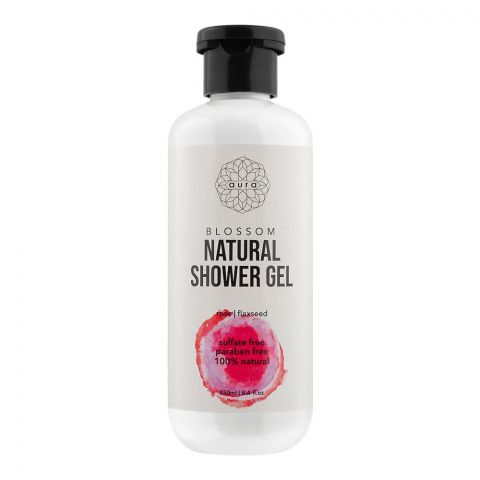Aura Blossom Natural Shower Gel, Rose + Flaxseed, 250ml