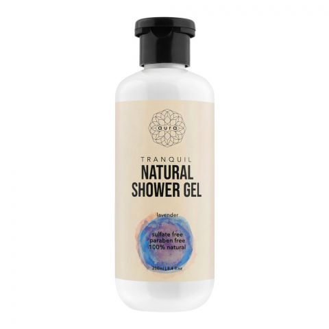 Aura Tranquil Natural Shower Gel, Lavender, 100% Natural, 250ml