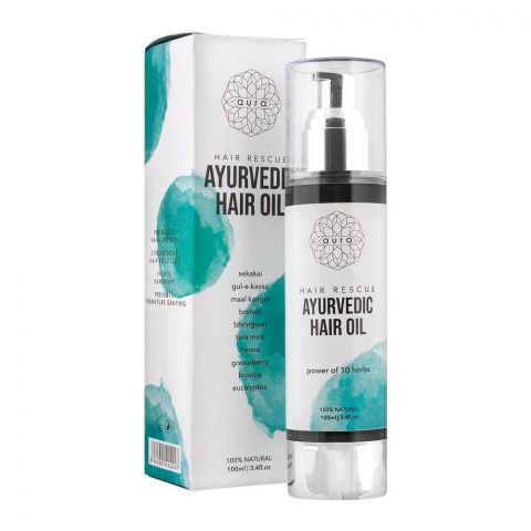Aura Hair Rescue Ayurvedic Hair Oil, Power Of 10 Herbs, 100ml