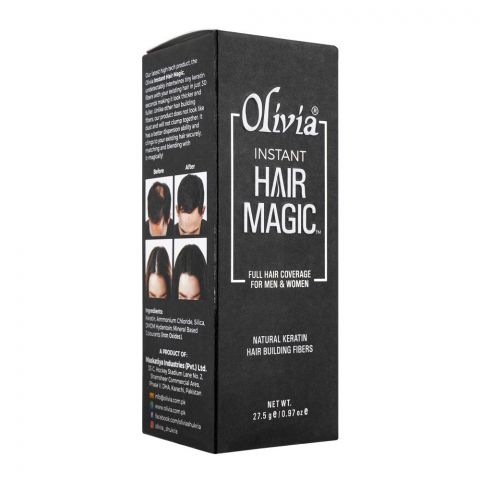 Olivia Instant Hair Magic Full Hair Coverage Hair Building Fibers, Medium Brown