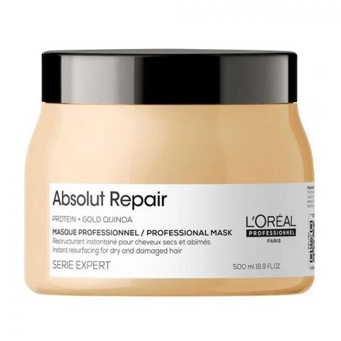 L'Oreal Professionnel Serie Expert Protein + Gold Quinoa Absolut Repair Professional Hair Masque, 500ml