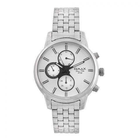 Omax PVD Chrome Round Dial With Bracelet Men's Chronograph Watch, FSM005I008