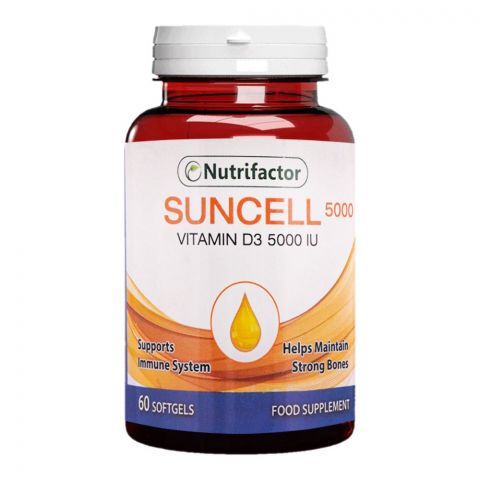 Nutrifactor Suncell Vitamin D3 5000IU Food Supplement, 60 Softgels