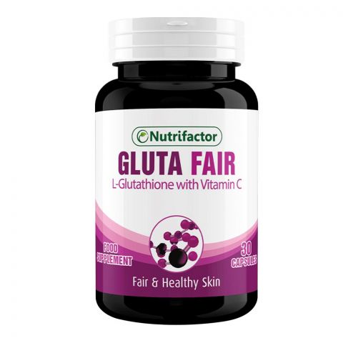 Nutrifactor Gluta Fair Healthy Skin Food Supplement, L-Glutathione & Vitamin C, 30 Capsules