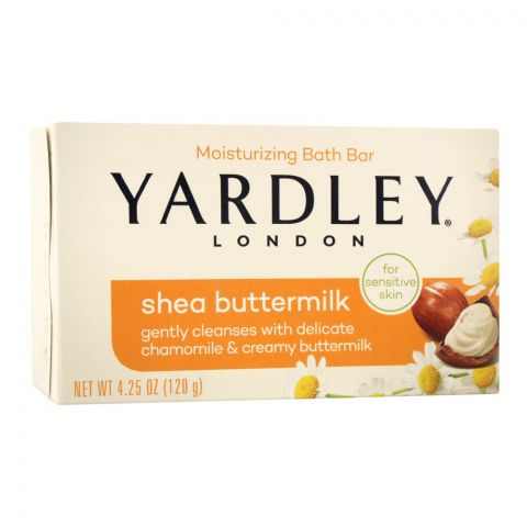 Yardley Shea Butter Milk Bath Soap Bar, For Sensitive Skin, 120g