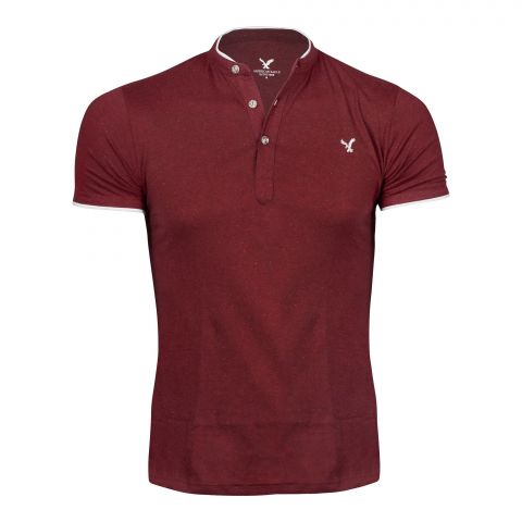Pace Setters Band Collar T-Shirt, Light Maroon, 123
