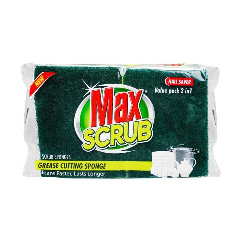 Max Scrub With Multi 2-In-1 Sponge, 2-Pack
