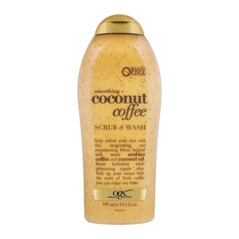 OGX Smoothing Coconut Coffee Scrub & Wash, 577ml