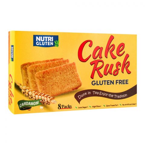 Nutri Gluten Cake Rusk, Cardamom, Gluten Free, 8-Pack, 165g