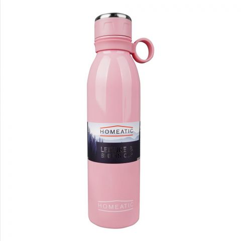 Homeatic Steel Water Bottle, 750ml Capacity, Pink, HKA-030