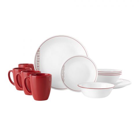 Corelle Livingware Dinnerware Set, Fusion Chilli, 16 Piece, 1137540