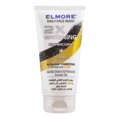Elmore 2X Whitening Charcoal+Clay Activated Charcoal Face Wash, 150ml