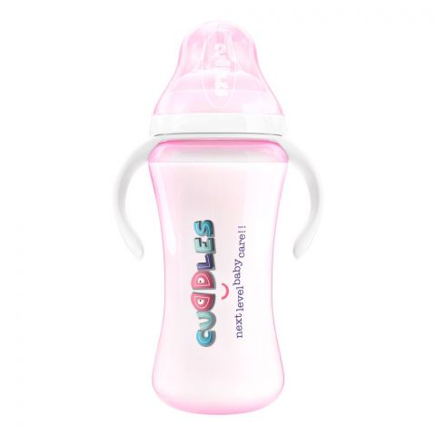 Cuddles Wide Neck Anti-Colic Feeding Bottle, 9m+, Pink, 330ml