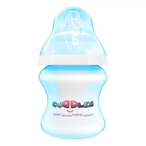 Cuddles Wide Neck Anti-Colic Feeding Bottle, 1m+, Blue, 150ml