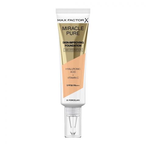 Max Factor Miracle Pure 24H Skin Improving Foundation, 30 Porcelain