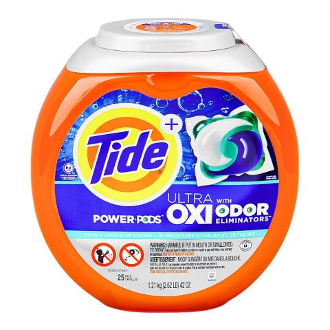 Tide Ultra Oxi Laundry Detergent Powder Pods With Odor Eliminators, 25-Pieces, 1.21Kg