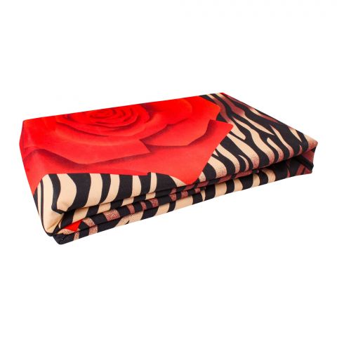 Sanaullah Fantasy Double Cotton Bed Sheet, Red