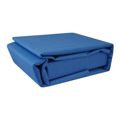 Plushmink Blissfull Double Cotton Bed Sheet, Light Blue