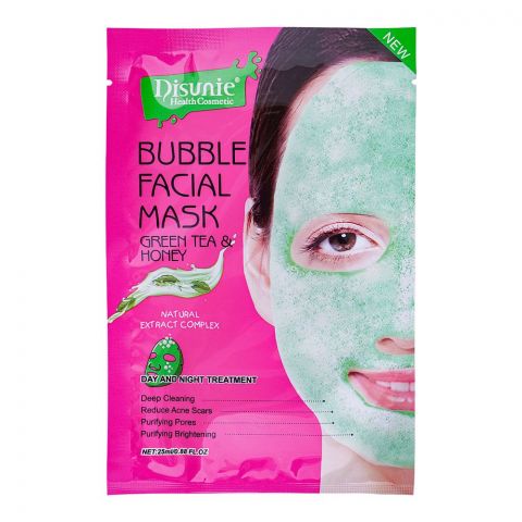 Disunie Green Tea & Honey Bubble Facial Mask, 25ml