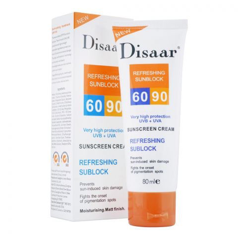 Disaar Refreshing Sun Block 60-90 Sunscreen Cream, 80ml