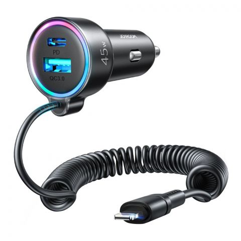 Joyroom 45W 3-in-1 Wired Car Charger, JR-CL08, Black