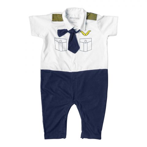Baby Nest Pilot Romper For Kids With Tie, Blue 