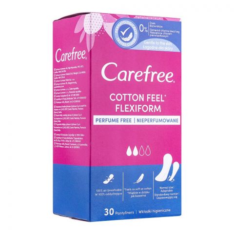 Carefree Cotton Feel Flexiform Perfume Free Pantyliner, 30-Pack
