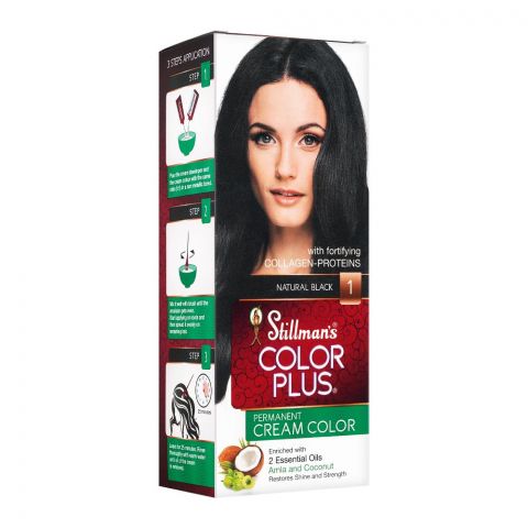 Stillman's Color Plus Permanent Cream Color Hair Color, 1, Natural Black