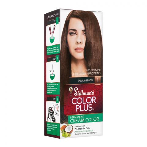 Stillman's Color Plus Permanent Cream Color Hair Color, 4, Medium Brown