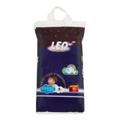 Leo Plus Soft & Dry Baby Diaper No 6, XXLarge,  16+ KG, 40-Pack
