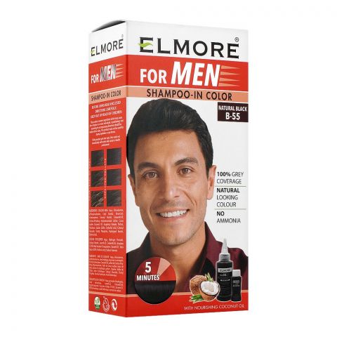 Elmore For Men Shampoo-In-Color, B-55, Natural Black