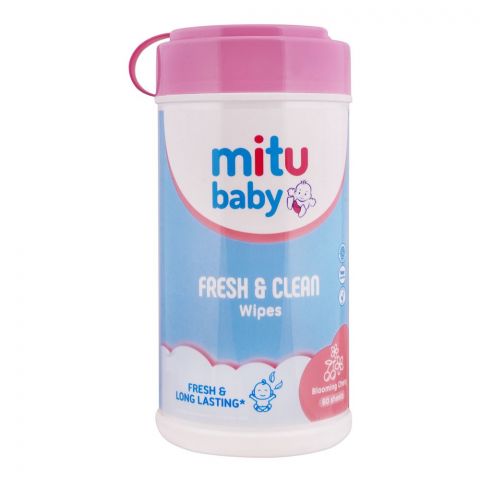 Mitu Baby Blooming Cherry, Fresh & Long Lasting Wipes, 60-Pack