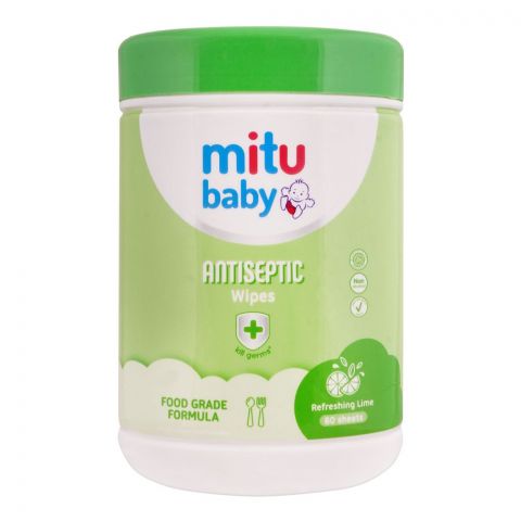 Mitu Baby Refreshing Lime, Food Grade Formula, Antiseptic Wipes, 60-Pack