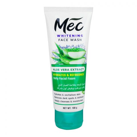 Mec Whitening Face Wash, Hydrates & Refreshes Daily Facial Foam With Aloe Vera Extract, 100g