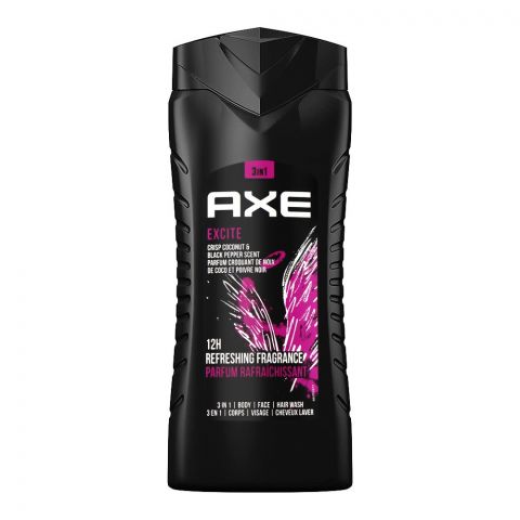 Axe Excite Crisp Coconut & Black Pepper Scent, 3in1 Shower Gel, 250ml