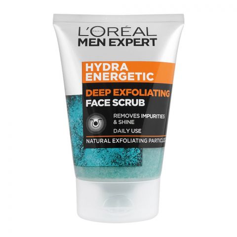 L'Oreal Men Expert Hydra Energetic Deep Exfoliating Face Scrub, Daily Use, 100ml