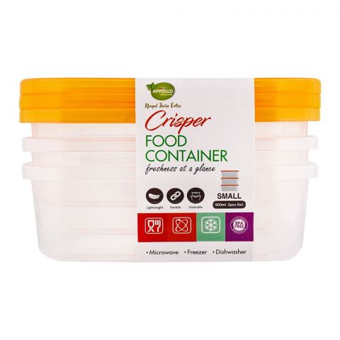 Appollo Crisper Food Container 3's Set, Orange, 600ml