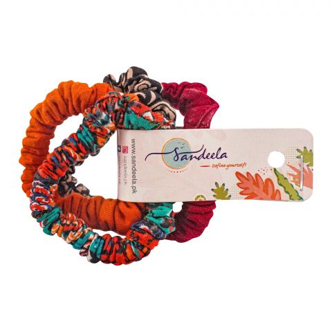 Sandeela Cotton Tinies Round Scrunchies, 01-01-4078, Multi 4-Pack