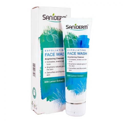 Saniderm Lemon Extract Exfoliating Face Wash, Brightening Cleanser, 90g