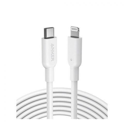 Anker Power Line III USB-C Cable With Lightning Connector, Made For iPhone, iPad, iPod, White, A8832H21, 3ft (0.9m)