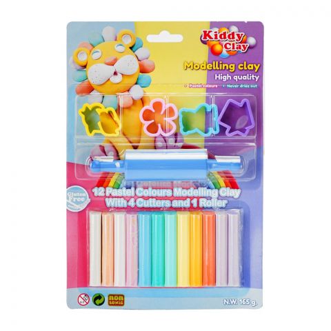 Kiddy Clay Modeling Clay, 165g, ST-165-12P+4SM/R