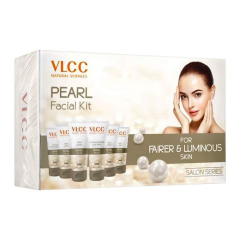 VLCC Natural Sciences Pearl Facial Kit, For Fairer & Luminious Skin, Salon Series, 6-Pack