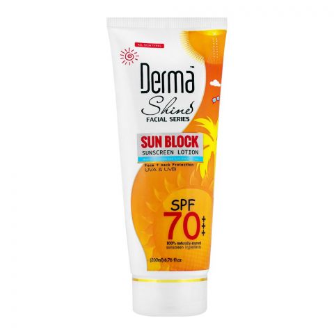 Derma Shine Sun Block SPF70 Sunscreen Lotion, 200ml