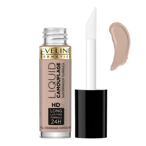 Eveline Liquid Camouflage HD Long Lasting 24H Full Coverage Concealer, 02A, Beige